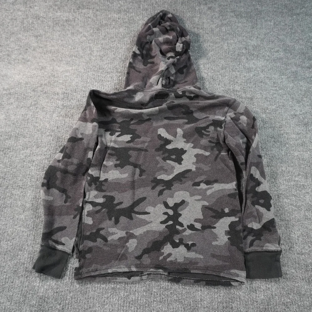 Polo Ralph Lauren Hoodie Mens S Grey Camo Quarter Zip Thermal Waffle Knit Cotton